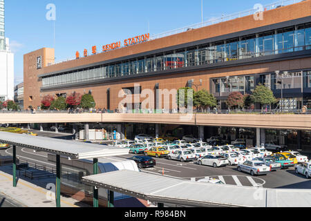 Sendai Station Eingang West, Sendai Stadt, Präfektur Miyagi, Japan Stockfoto