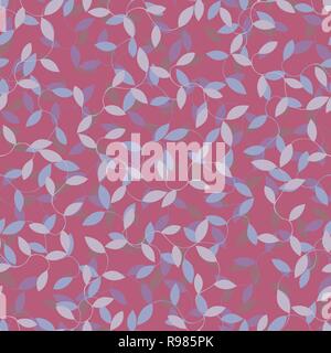 Nahtlose floral background Muster in Violett, Rosa, Braun, Blau und Rot. Thema Natur, Blätter, Handgezeichnete abstrakte Elemente. Vorlage für Textilwaren Stock Vektor