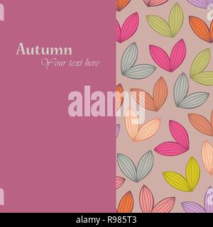 Herbst Thema fallende Blätter Vector Illustration. Hintergrund, Greeting Card Design Template mit hand-blatt Elemente dargestellt. Stock Vektor