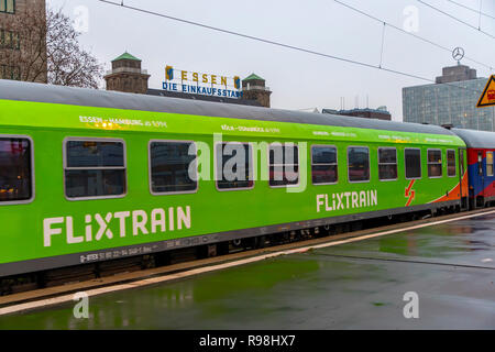 Flixtrain, günstige Zug Anbieter in Essen, Deutschland Stockfoto