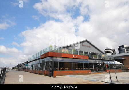 Woolshed Bar Restaurant in den Docklands von Melbourne Australien Stockfoto