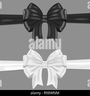 Schwarze und weiße Band Bogen wickeln. Auf grauem Hintergrund Stock Vektor