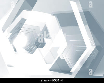 Abstrakte Digitale Hintergrund mit überlappenden sechseckige Design Elemente. Double Exposure 3d-render Abbildung Stockfoto