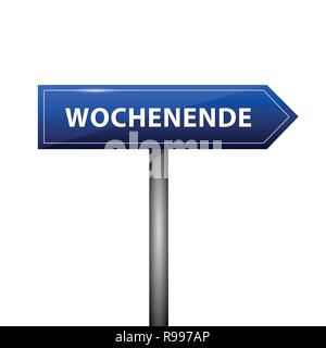 Blaue Pfeil mit deutschem Text wochenende Vektor-illustration EPS 10. Stock Vektor