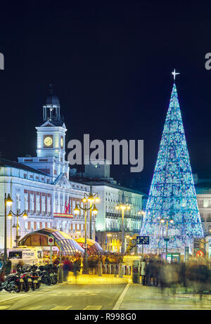 Weihnachtsbaum an der Puerta del Sol. Madrid. Spanien. Stockfoto