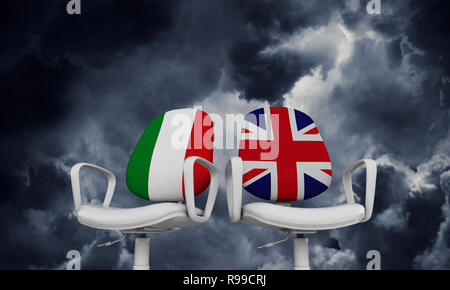 Italien und Großbritannien business Stühlen. Internationl Beziehung Konzept. 3D-Rendering Stockfoto