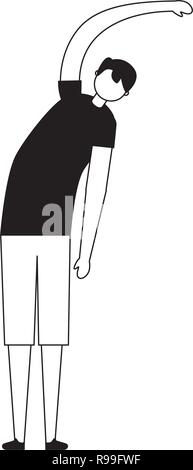 Mann stretching Tagesablauf morgen Vector Illustration Stock Vektor