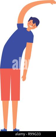 Mann stretching Tagesablauf morgen Vector Illustration Stock Vektor
