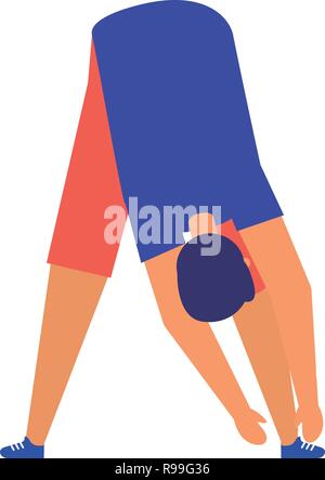 Mann stretching Tagesablauf morgen Vector Illustration Stock Vektor