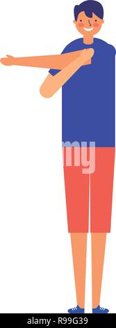 Mann stretching Tagesablauf morgen Vector Illustration Stock Vektor