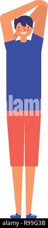 Mann stretching Tagesablauf morgen Vector Illustration Stock Vektor