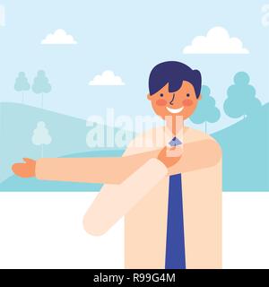 Mann stretching Tagesablauf morgen Vector Illustration Stock Vektor