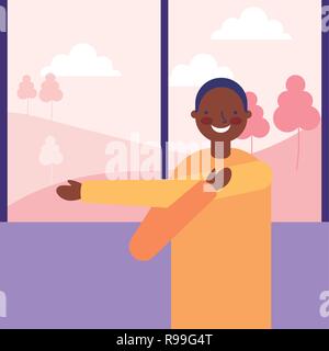 Mann stretching Tagesablauf morgen Vector Illustration Stock Vektor
