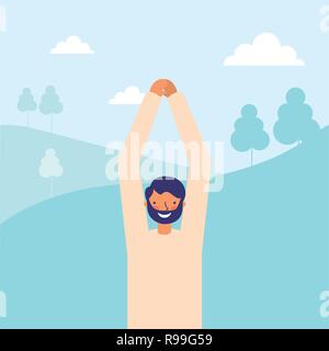 Mann stretching Tagesablauf morgen Vector Illustration Stock Vektor