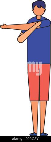 Mann stretching Tagesablauf morgen Vector Illustration Stock Vektor