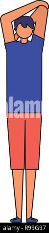 Mann stretching Tagesablauf morgen Vector Illustration Stock Vektor