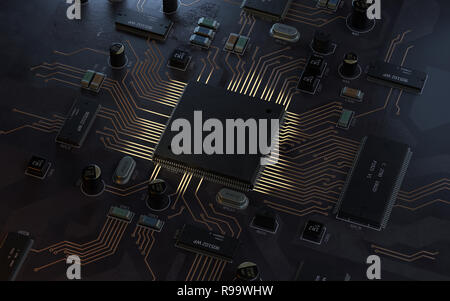 Zentralen Computer Prozessoren CPU-Konzept. 3D-Rendering, konzeptionelle Bild. Stockfoto