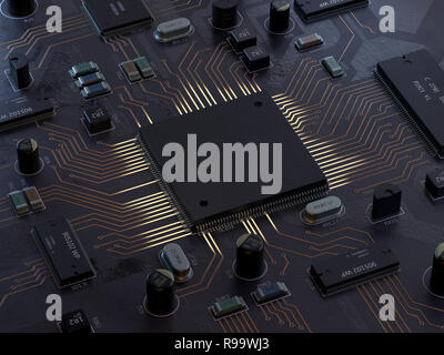 Zentralen Computer Prozessoren CPU-Konzept. 3D-Rendering, konzeptionelle Bild. Stockfoto