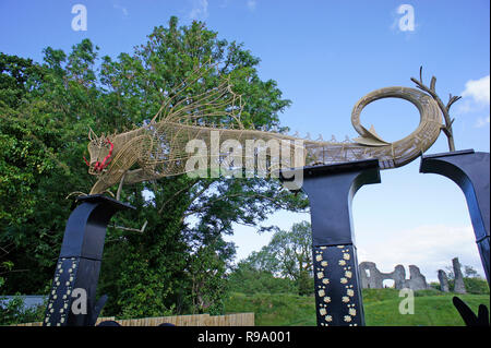 Newcastle Emlyn, die Überreste des normannischen Schlosses Stockfoto