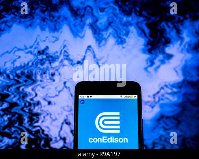 Consolidated Edison Energie Firmenlogo auf dem Smartphone angezeigt Stockfoto