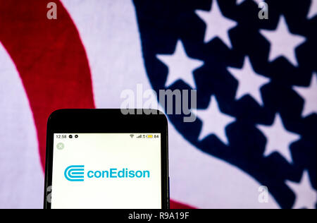 Consolidated Edison Energie Firmenlogo auf dem Smartphone angezeigt Stockfoto