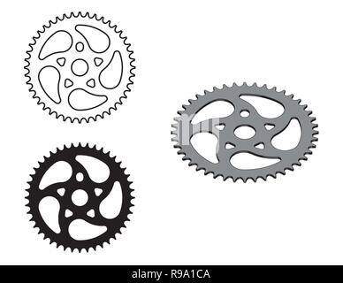 Fahrrad Kette Kettenrad. Flach- und 3D-Effekt Vektor Stock Vektor