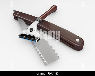 Vintage rasier Klinge auf weißem Hintergrund 3 isolierte d Abbildung. Stockfoto