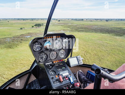 Luftaufnahme von Flüssen, Bächen und Wiesen im Okavango Delta, Botswana, Afrika Stockfoto