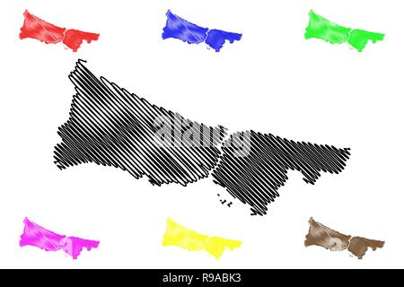Istanbul (Provinzen der Republik Türkei) Karte Vektor-illustration, kritzeln Skizze Stadtverwaltung Istanbul Karte Stock Vektor