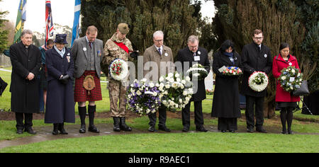 Lockerbie, Schottland, Großbritannien. 21. Dezember, 2018. Lockerbie-anschlag 30. Jahrestag Kranzniederlegung im Garten der Erinnerung an Dryfesdale Friedhof, Lockerbie, Schottland, UK Quelle: Allan Devlin/Alamy leben Nachrichten Stockfoto