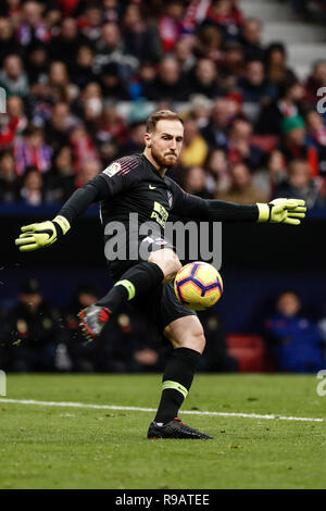 Wanda Metropolitano, Madrid, Spanien. 22 Dez, 2018. Liga Fußball, Atletico Madrid gegen Espanyol; Jan Oblak (Atletico de Madrid) in Aktion während des Spiels Credit: Aktion plus Sport/Alamy leben Nachrichten Stockfoto