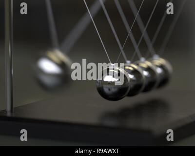 Balancing Kugeln Newton's Cradle, 3D-Rendering, konzeptionelle Bild. Stockfoto