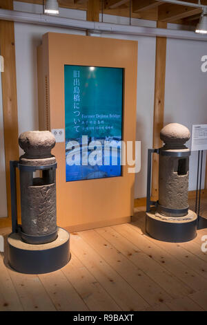 Nagasaki, Japan - 22. Oktober 2018: Ausstellung der ehemaligen Dejima Brücke in Dejima, Nagasaki Stockfoto