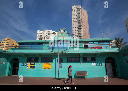 South Beach Umkleidekabinen, Promenade von Durban, KwaZulu-Natal, Südafrika, Stockfoto