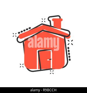 Hausbau Symbol im Comic-stil. Home Appartement vektor Cartoon Illustration Piktogramm. Haus Wohnung geschäftskonzept splash Wirkung. Stock Vektor