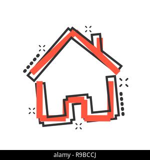 Hausbau Symbol im Comic-stil. Home Appartement vektor Cartoon Illustration Piktogramm. Haus Wohnung geschäftskonzept splash Wirkung. Stock Vektor