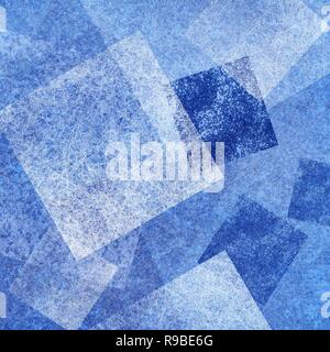 Abstrakt Blau Hintergrund mit Diamant- und quadratische Formen schichtweise in der zeitgenössischen Moderne Kunst Design mit vielen Textur Stockfoto