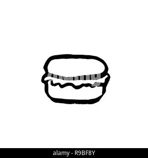 Fast food grunge Tinte Symbol. Bürste Hand gezeichnet Aquarell Burger. Vector Illustration. Stock Vektor