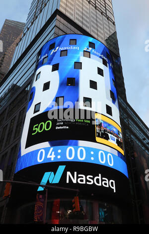 Der Hauptsitz der NASDAQ Börse, die zweitgrößte Handelsplatz der Welt in Times Square Stockfoto