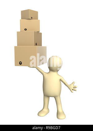 Puppe mit Boxen. Über weiß Isoliert Stockfoto