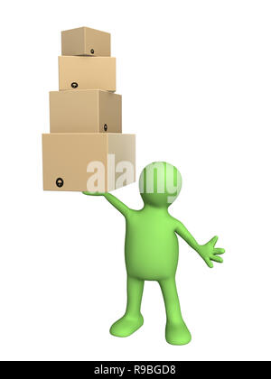 Puppe mit Boxen. Über weiß Isoliert Stockfoto