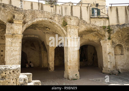 Kirche des Heiligen Geistes. Alte rock Kirche in Matera, Basilikata. Italien Stockfoto