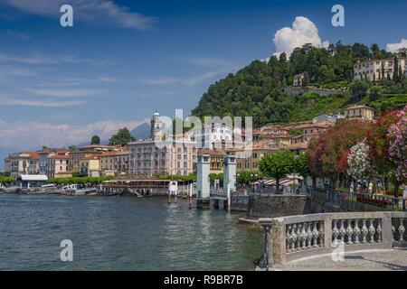 Blick auf die Küste von Bellagio Dorf am Comer See, Italien. Stockfoto
