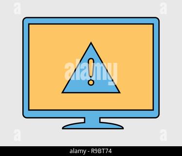 Bunte Computer Fehler Alarmsymbol auf grauem Hintergrund. Stock Vektor