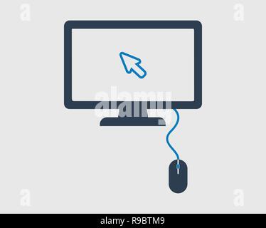 Maus und Cursor auf das Symbol für Monitor Stock Vektor