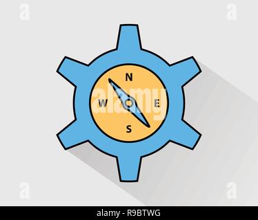 Bunte Kompass Symbol in grauer Hintergrund Stock Vektor