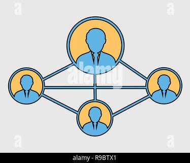 Bunte soziale Verbindung oder Netzwerk Symbol auf grauem Hintergrund Stock Vektor