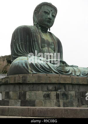 Die riesige Bronzestatue, fast 44 m hoch, der grosse Buddha bei Kotoku-in Tempel in Kamakura ist ein benannten nationalen Schatz aus dem Jahre 1252. Stockfoto