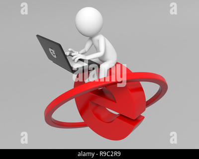 Eine 3D-Menschen mit einem Computer Stockfoto