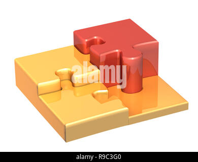 Treppen aus vier Teile des Puzzles. Auf weissem Hintergrund Stockfoto